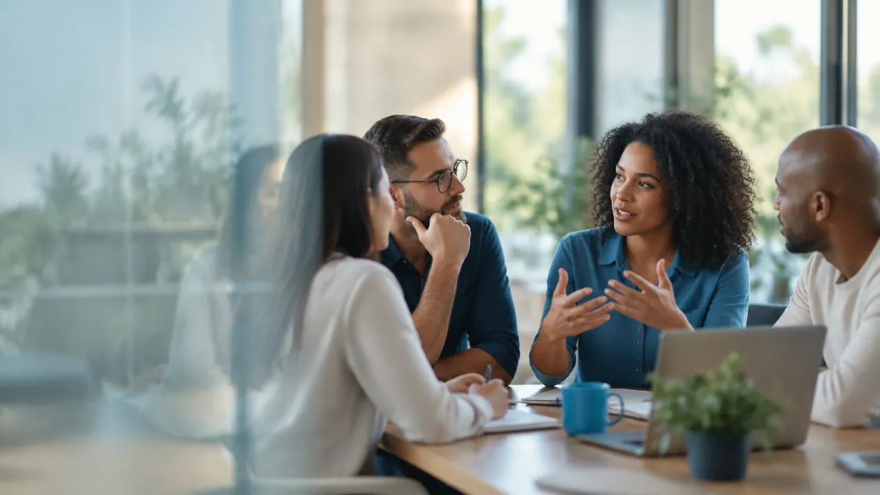 A diverse group in conversation, illustrating how individual actions influence a wider system.