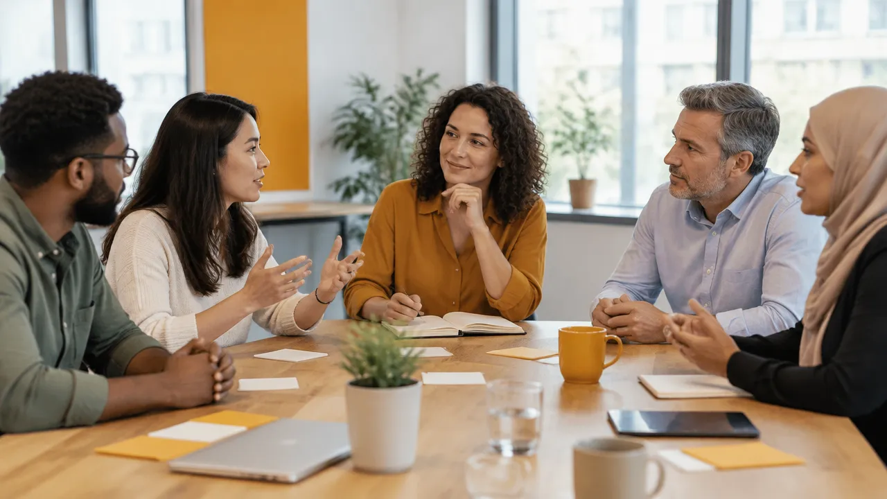 A facilitator invites each colleague to share an independent perspective during a team decision
