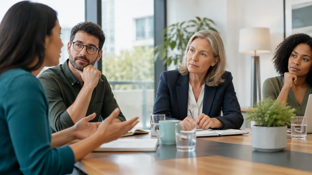 A leader listens without defensiveness as an employee raises a concern, showing how meeting responses reveal workplace norms.