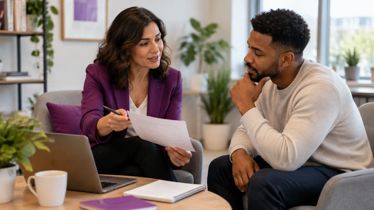 A manager and employee review practical follow-up actions after workplace feedback