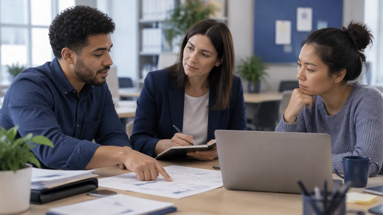 A manager listens as employees explain obstacles in a new workplace process