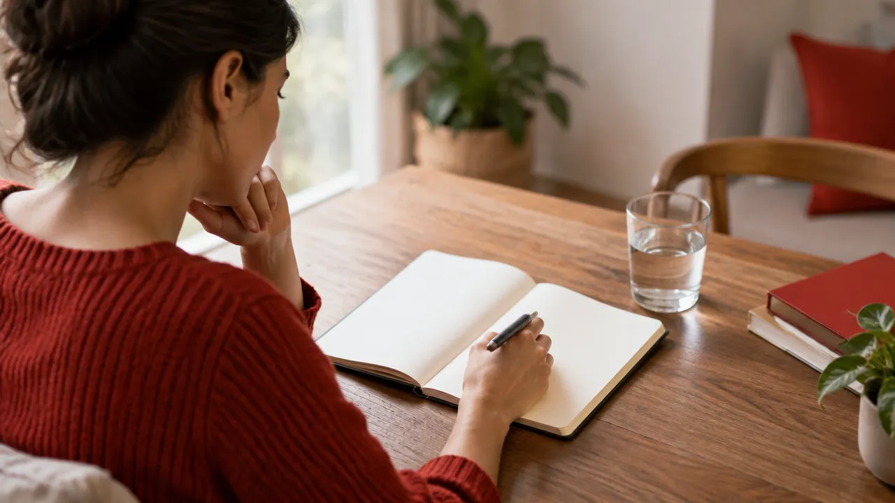 A person calmly journaling after an argument as part of an emotional closure ritual