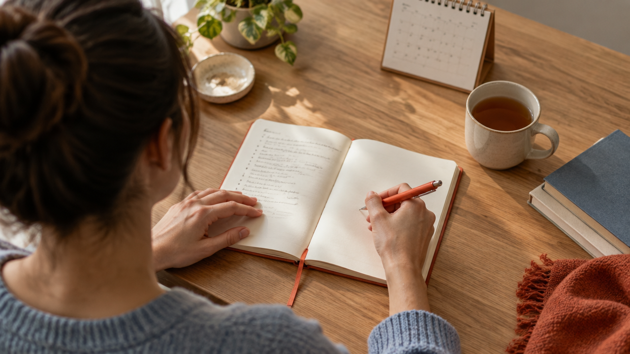 A person journaling to notice changes in values and self-understanding