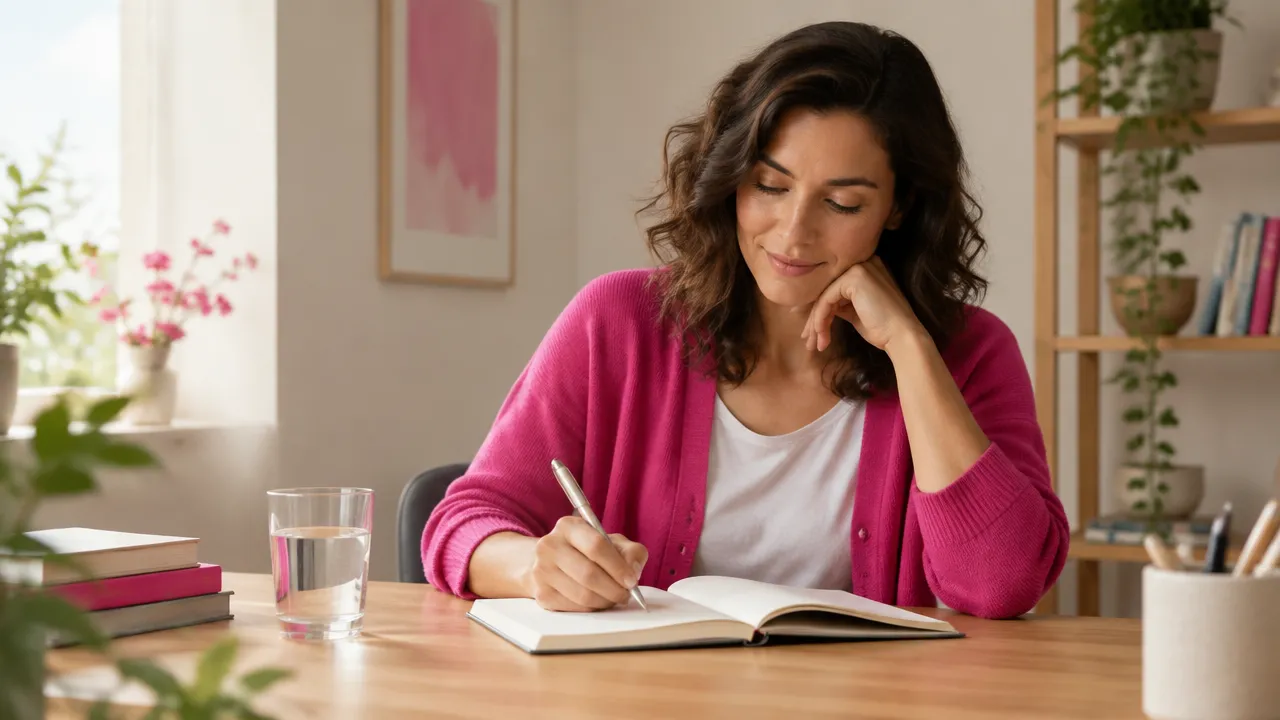A person journals calmly to examine a mismatch between values and actions