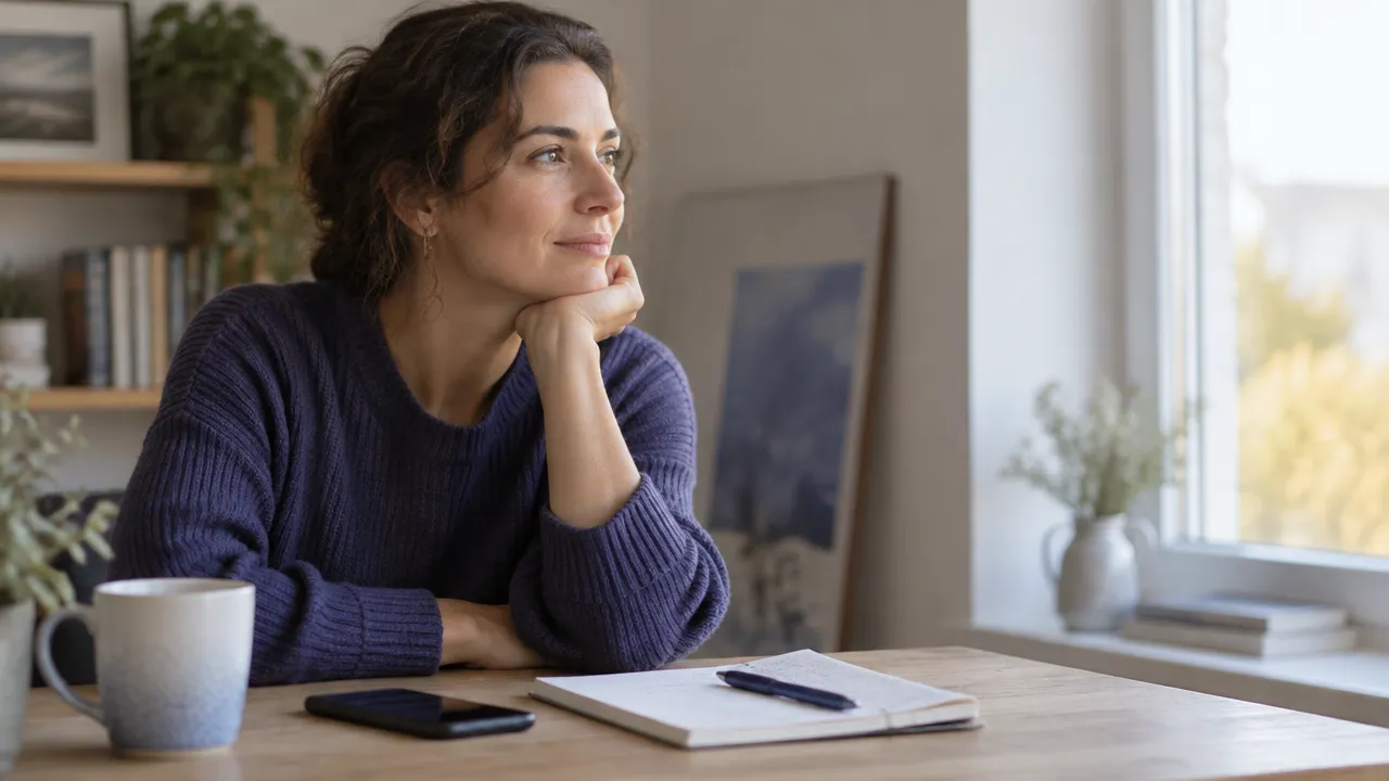 A person pauses away from their phone to reflect on an emotional online reaction