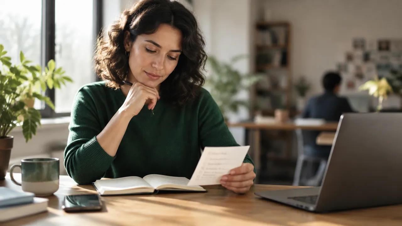 A person pauses over a written reflection checklist before making an ethical decision