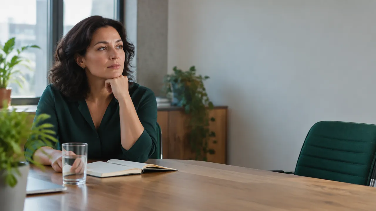 A person pausing after a tense conversation to reflect on their thoughts before responding.