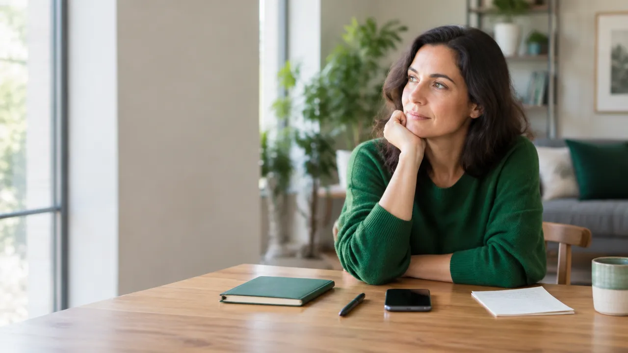 A person reflecting on a difficult choice at a table, illustrating moral philosophy in everyday life.