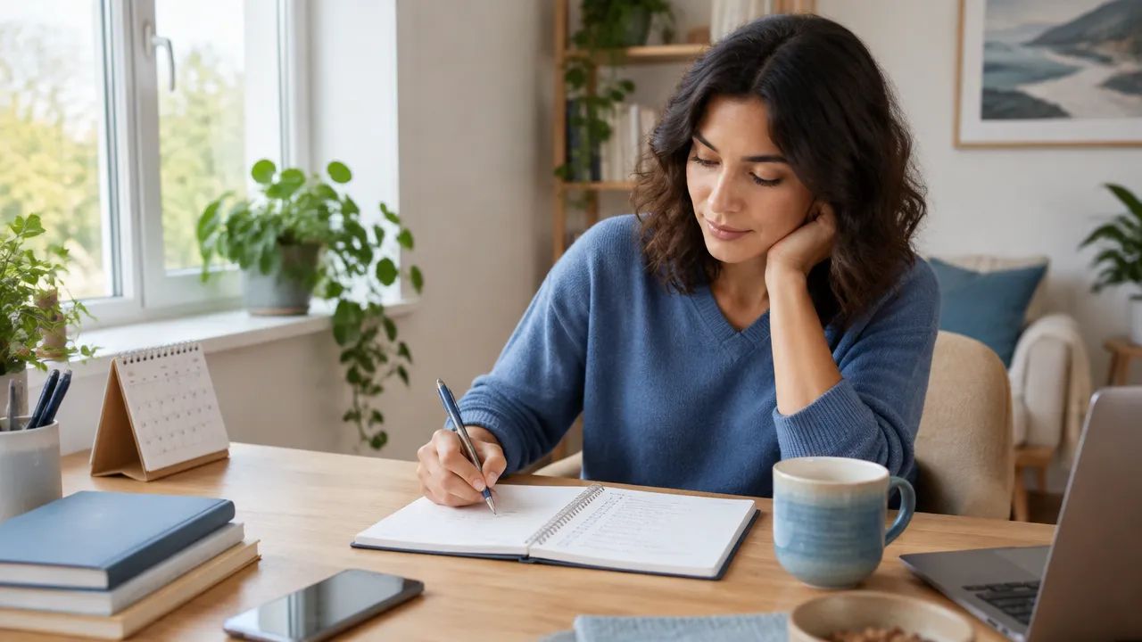 A person turns a personal growth goal into a written weekly action plan