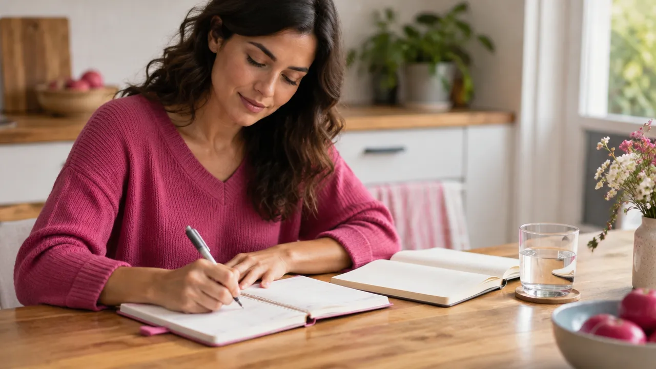 A person writing a small personal commitment in a planner to build self-trust
