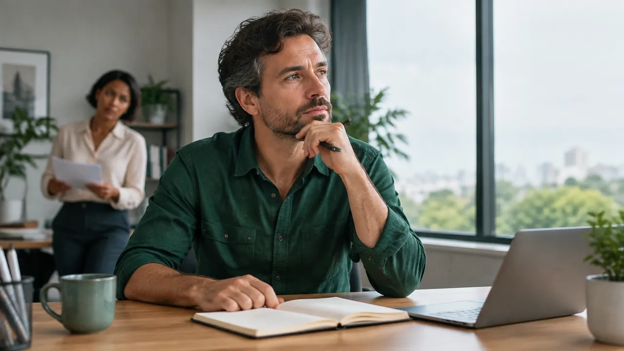 A professional pauses to reflect on how personal values should guide a consequential workplace decision