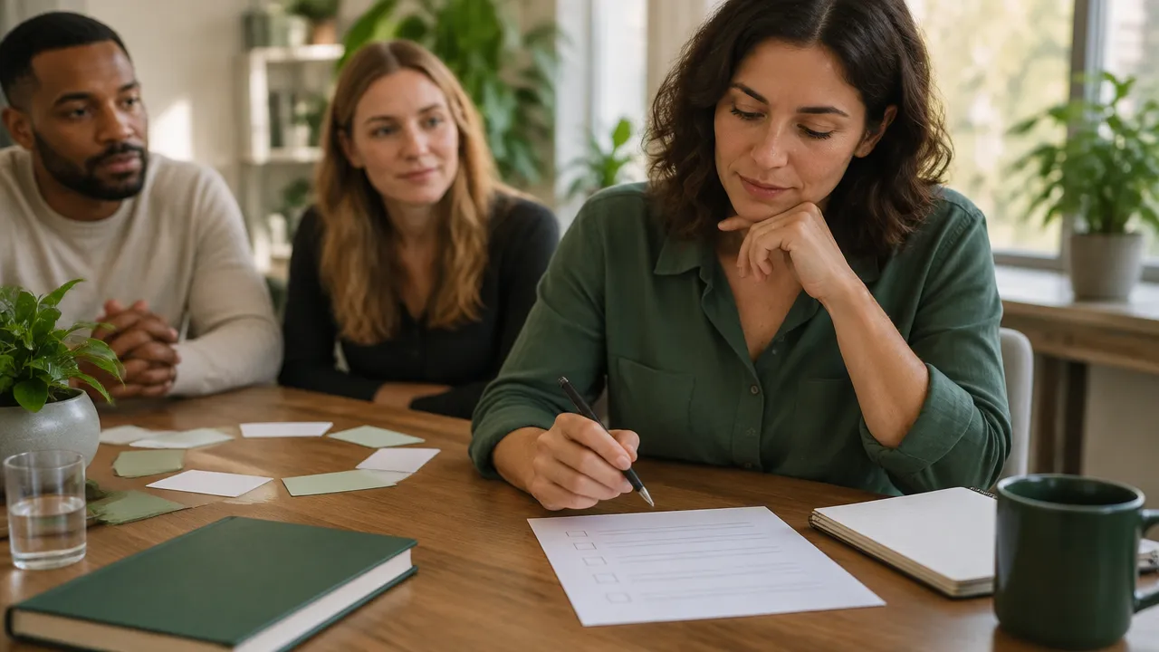 A professional pausing over a checklist before making a consequential decision