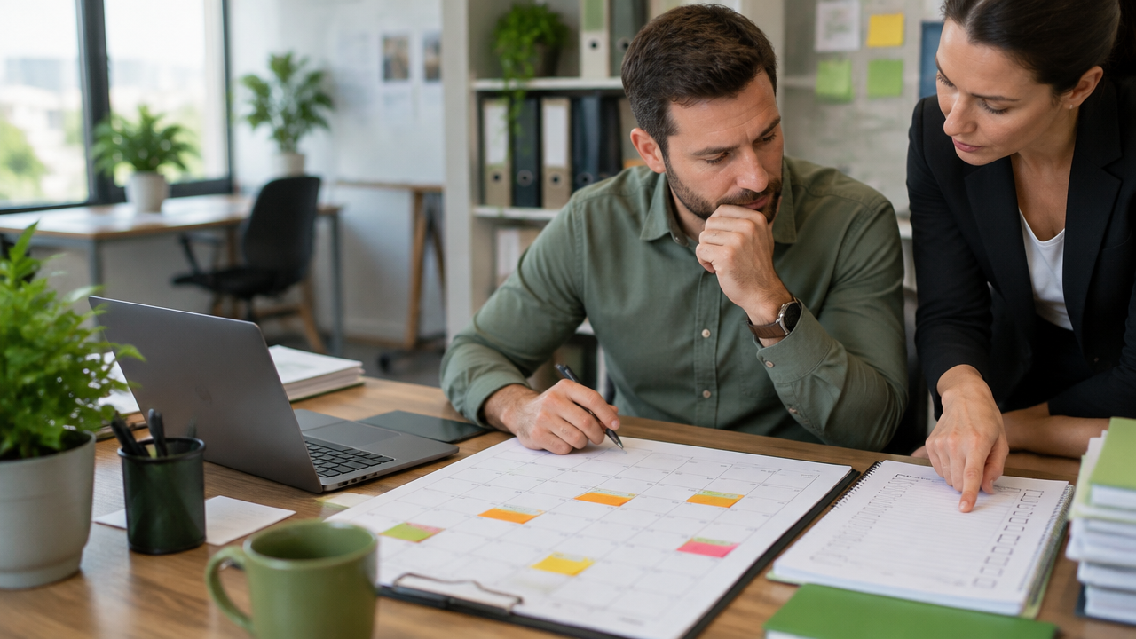 A team lead and colleague review recurring deadlines and overlooked preventive work.
