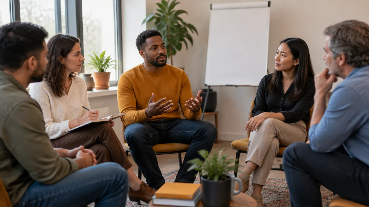 A team reflects together during a facilitated conversation to repair trust and strengthen daily emotional norms