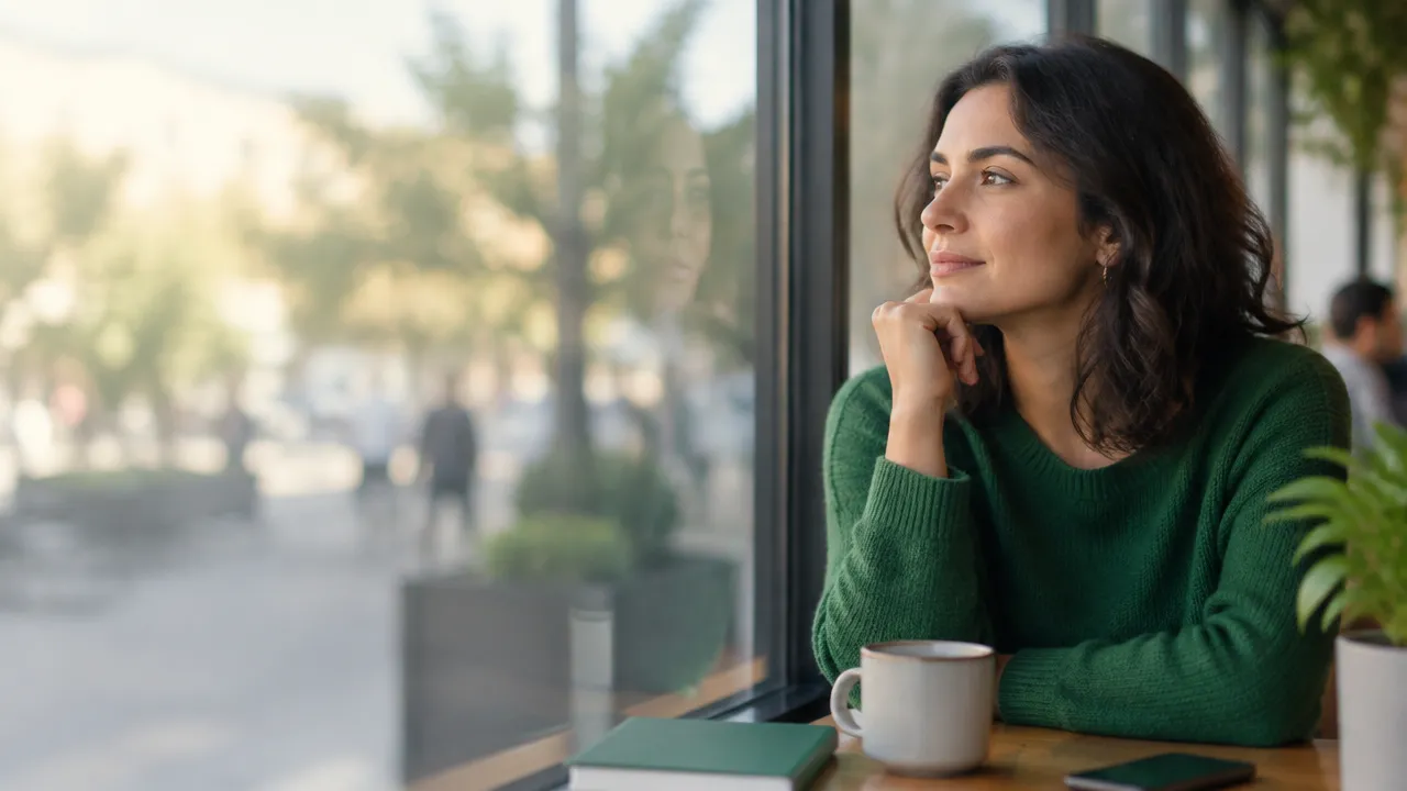 A thoughtful person pausing by a window, representing awareness and human behavior