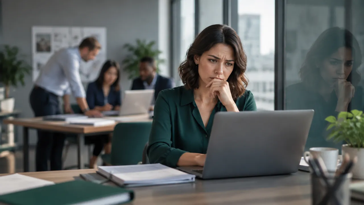 An office professional hesitates before approving a document, illustrating the gap between good intentions and ethical choices.