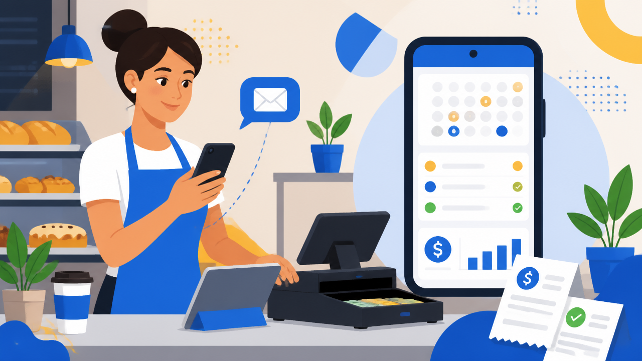 Atendente acompanhando vencimentos e enviando lembretes de pagamento pelo celular
