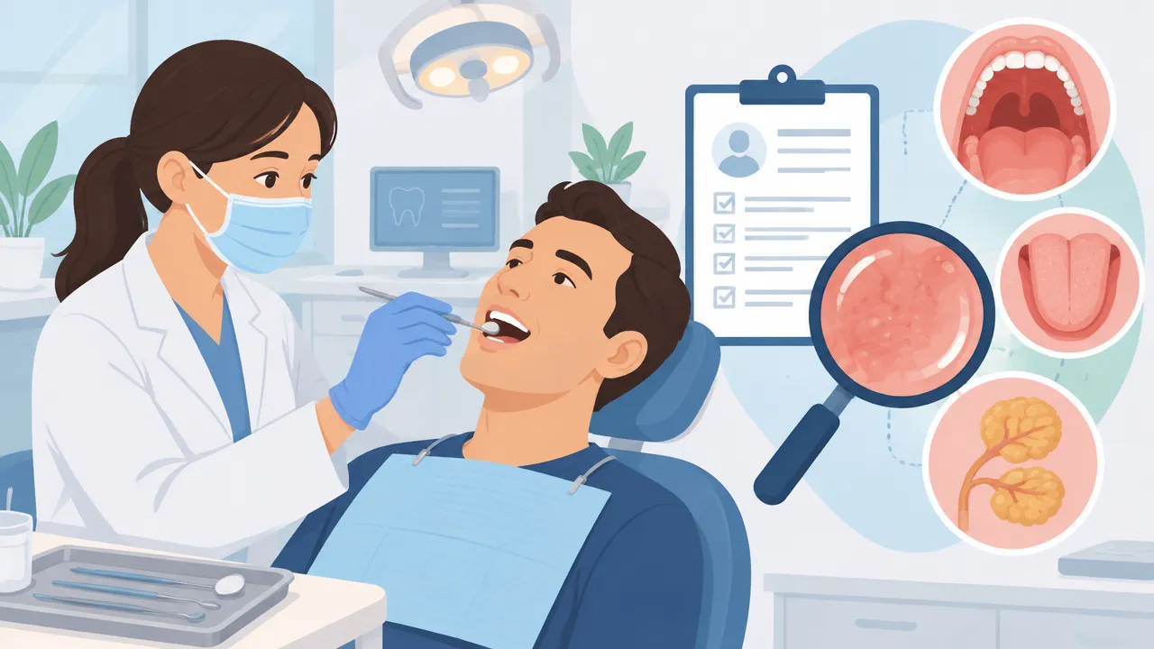 Avaliação odontológica sistemática da boca com exame clínico e registro das informações do paciente