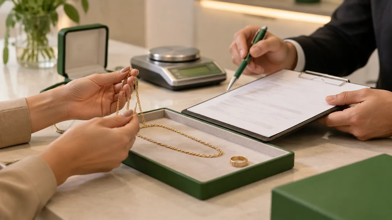 Cliente e atendente analisando juntos uma proposta para avaliar joias