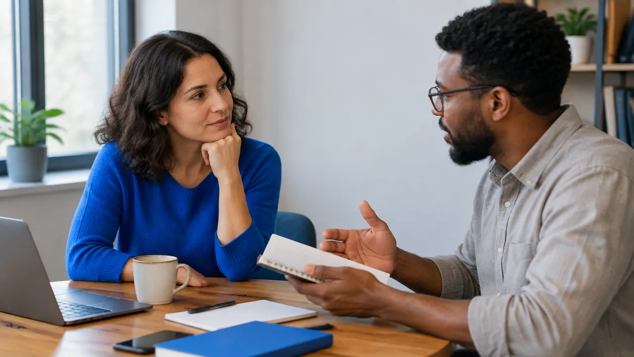 Colegas conversam com calma sobre um prazo e escutam as necessidades um do outro