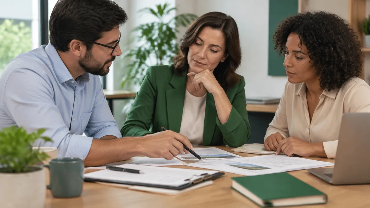 Colegas revisan criterios de selección de proveedores en una reunión transparente