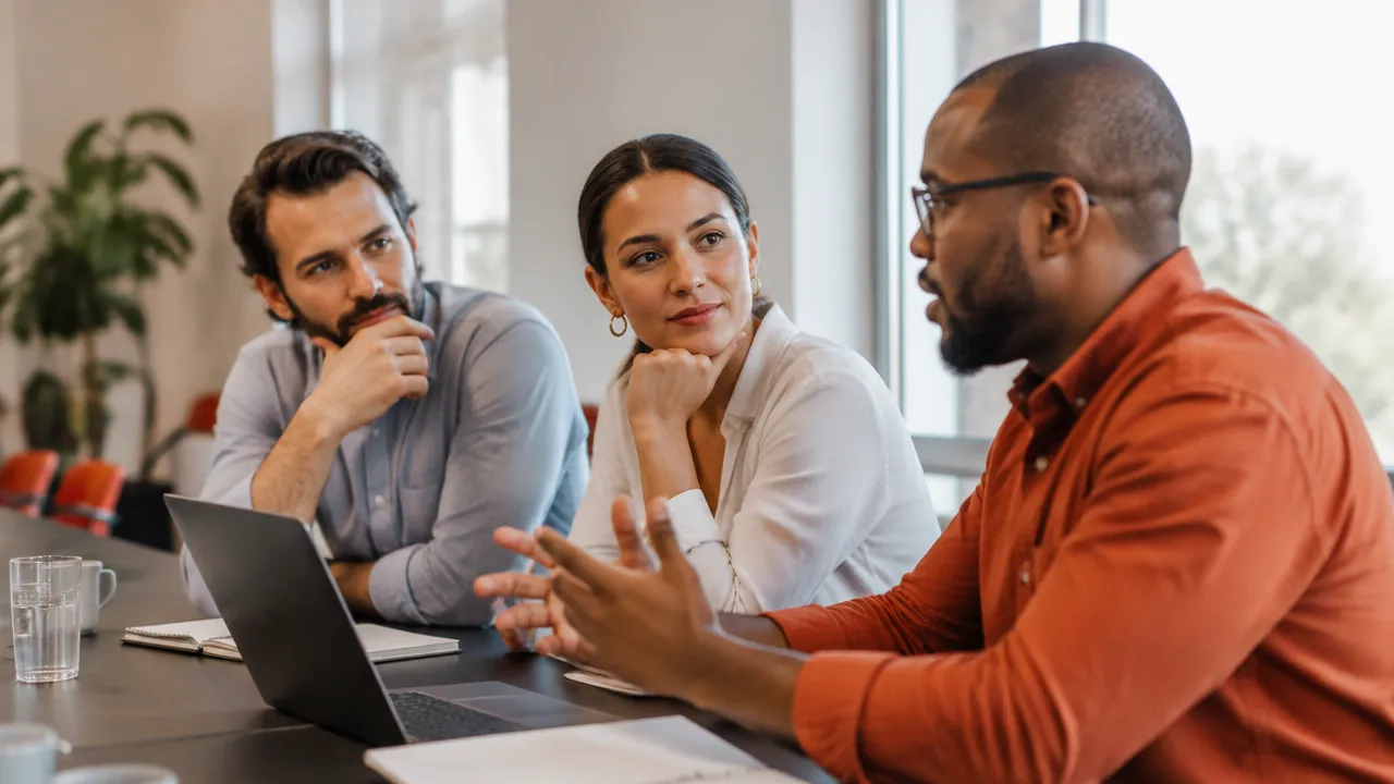 Colleagues notice one another’s cues during a thoughtful team discussion