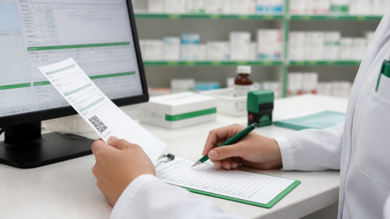 Conferência de receita eletrônica e checklist de dispensação em balcão farmacêutico