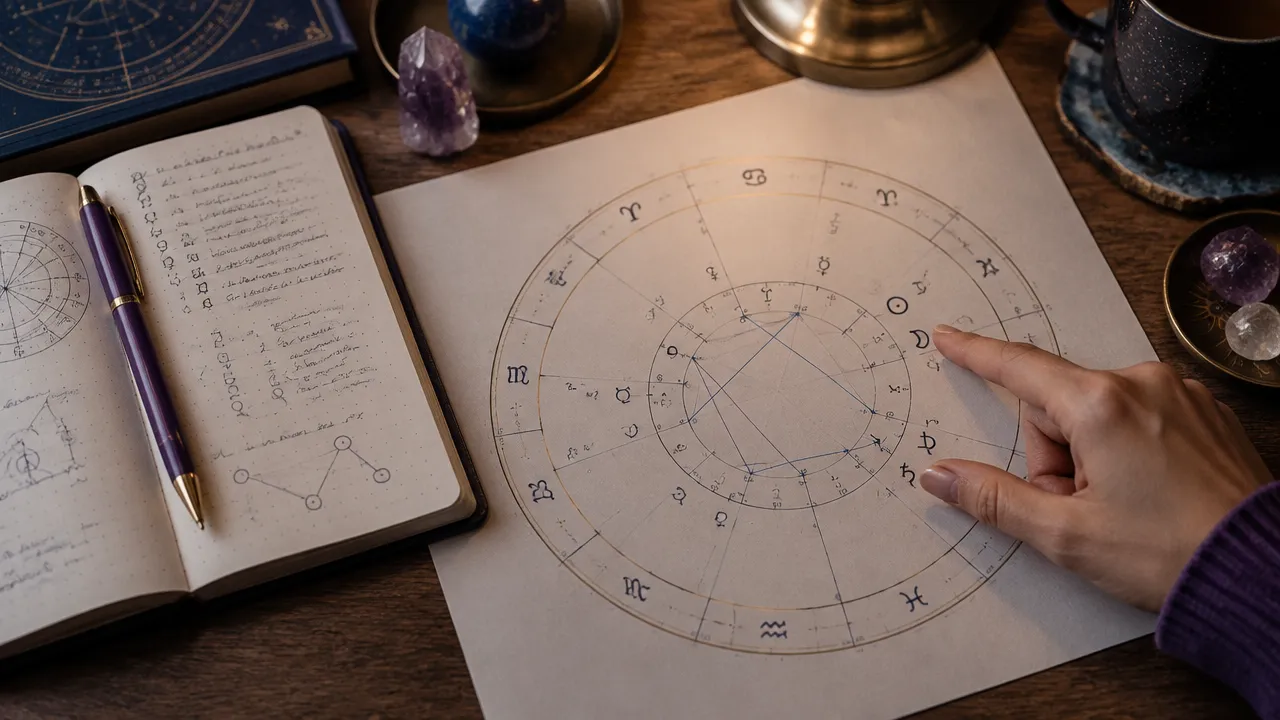 Detalhe de um mapa horário sendo analisado ao lado de anotações