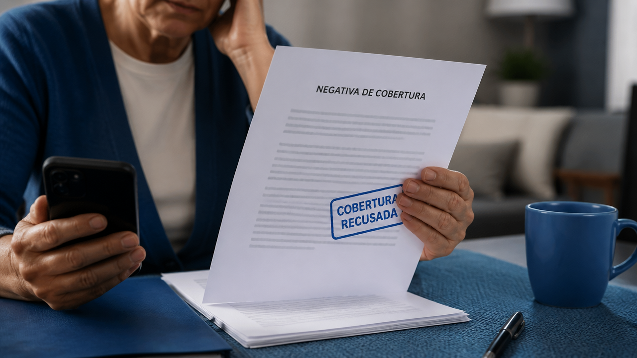 Documento de negativa de cobertura do plano de saúde para cirurgia bariátrica