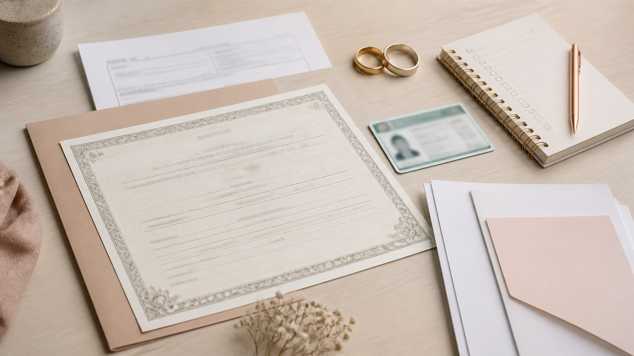 Documentos e checklist organizados para a habilitação do casamento civil