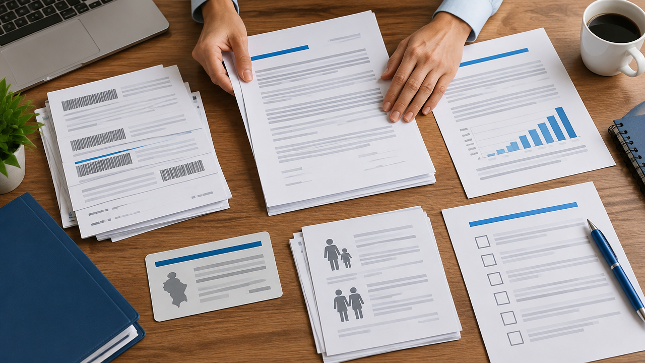 Documentos genéricos organizados para avaliar reajustes e vínculos de beneficiários