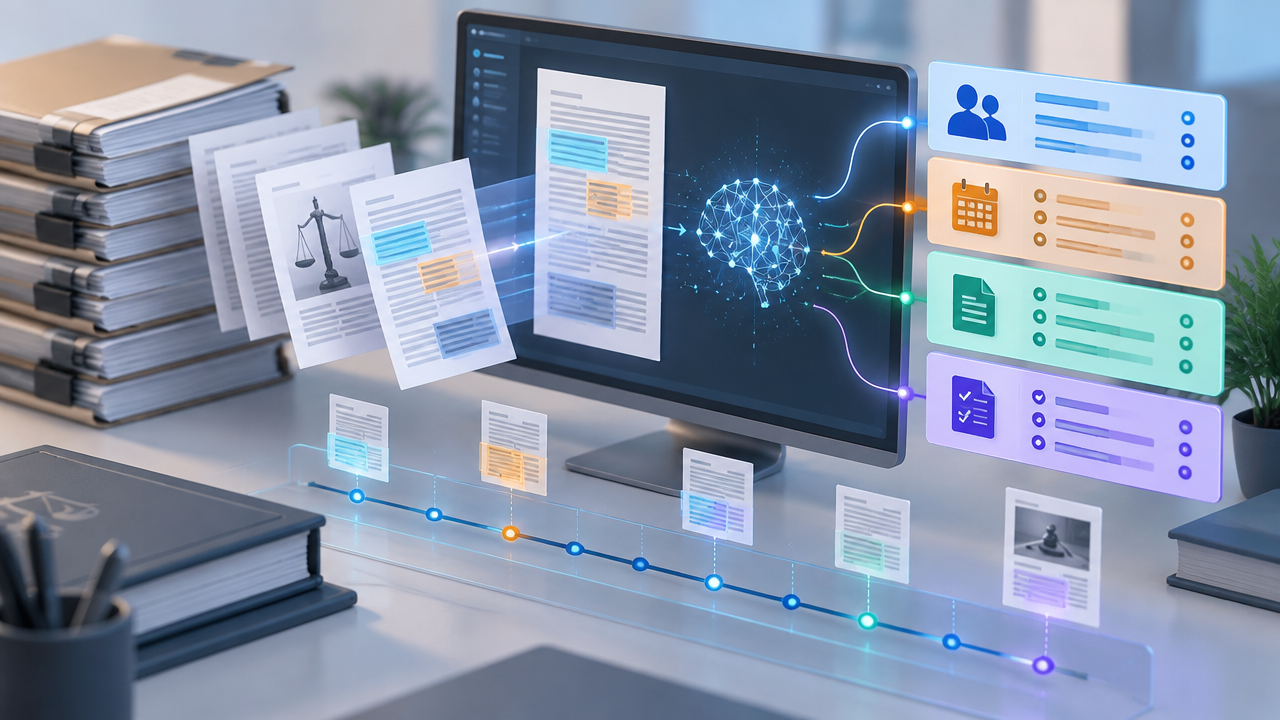 Documentos PDF judiciais organizados por inteligência artificial em categorias úteis à análise pericial