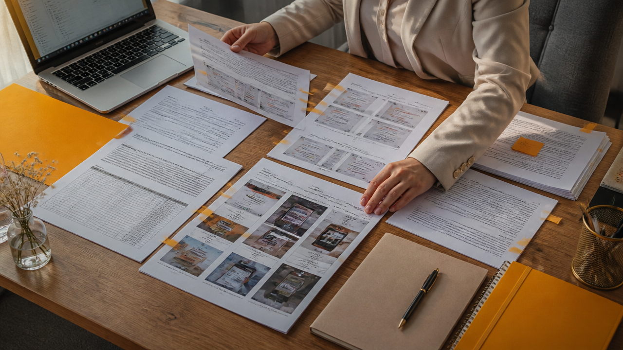Documentos, prints e comprovantes organizados para pedir reativação judicial de perfil