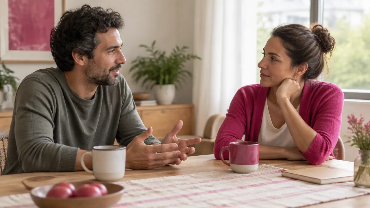 Dos personas conversan con atención y confianza, como ejemplo de pedir apoyo de forma clara y recíproca.
