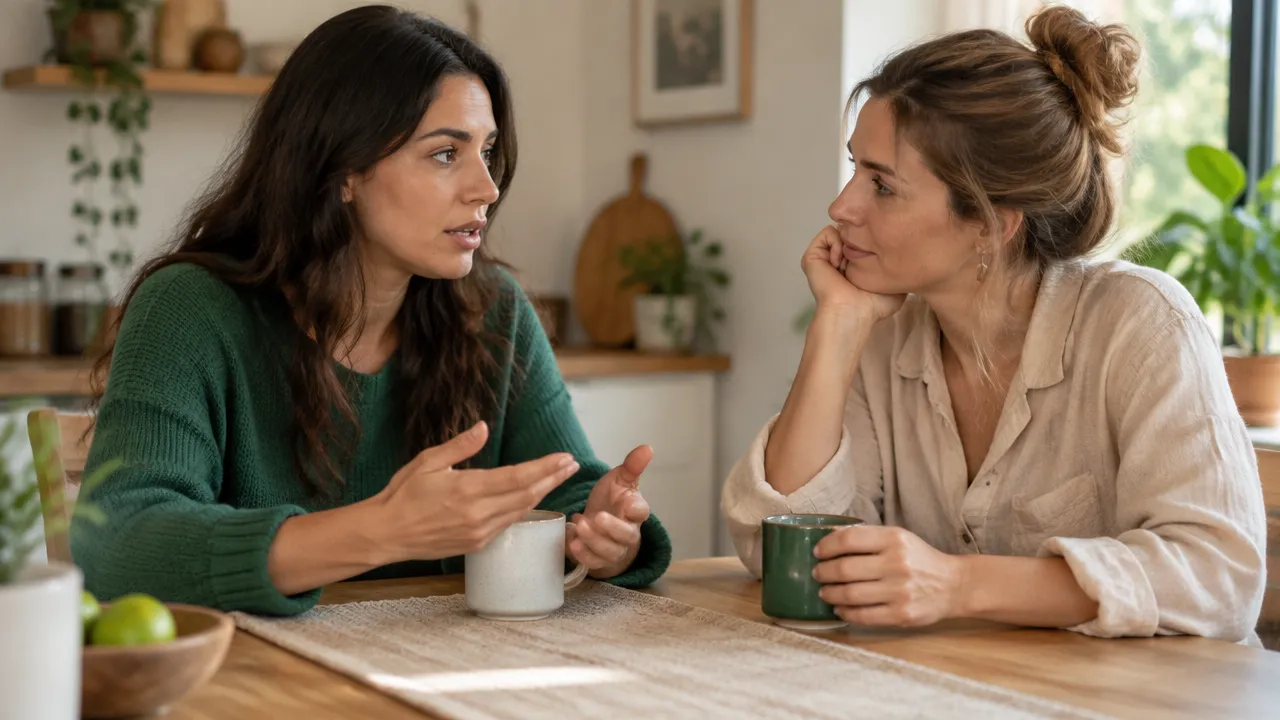 Dos personas conversan con empatía como práctica de conexión y bienestar cotidiano