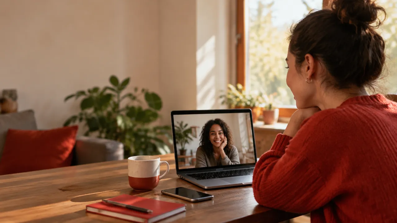 Duas amigas conversam por videochamada, representando vínculos e padrões nas amizades online.
