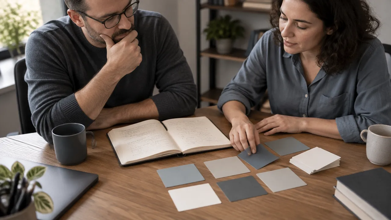 Duas pessoas analisam fatos, alternativas e consequências para orientar uma decisão ética