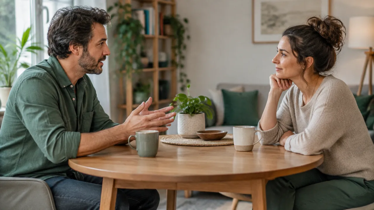 Duas pessoas conversam e respondem uma à outra, ilustrando os ciclos de interação nas relações.