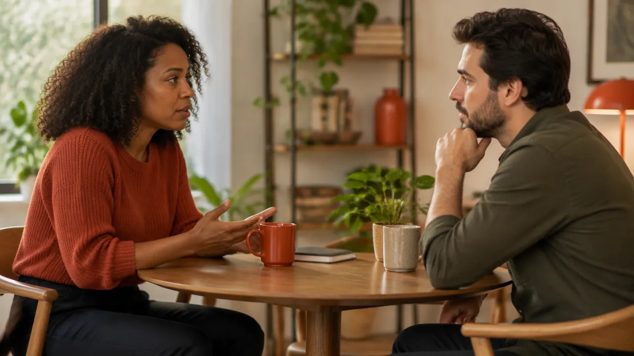Duas pessoas praticam escuta empática durante uma conversa delicada