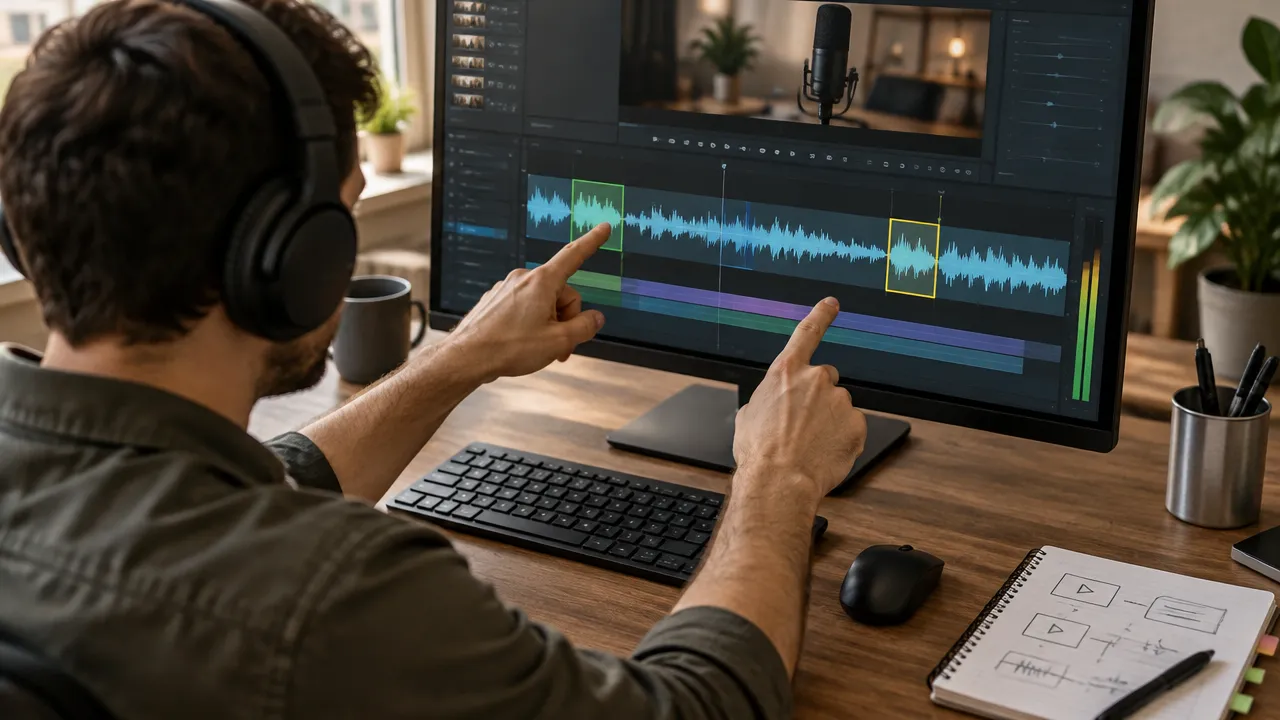 Editor identifying strong segments from a long recording on a timeline