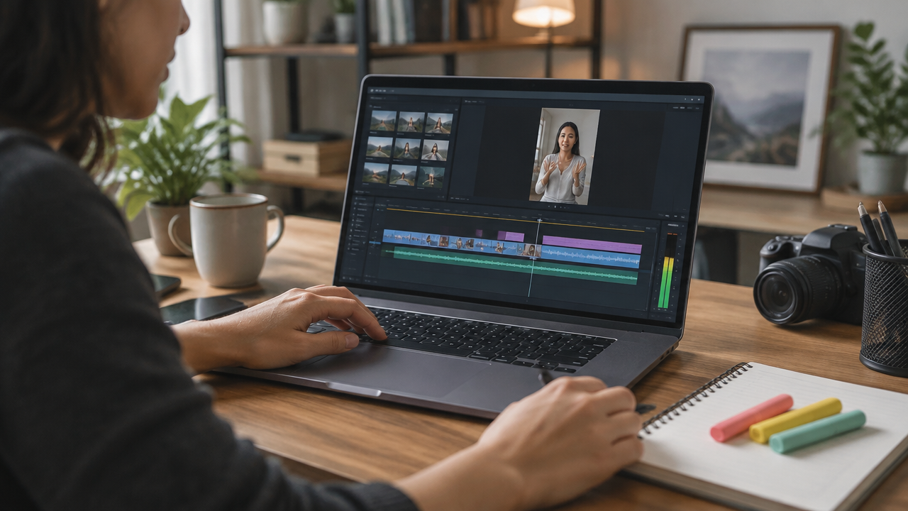 Editor selects a complete excerpt on a timeline to turn it into a short video