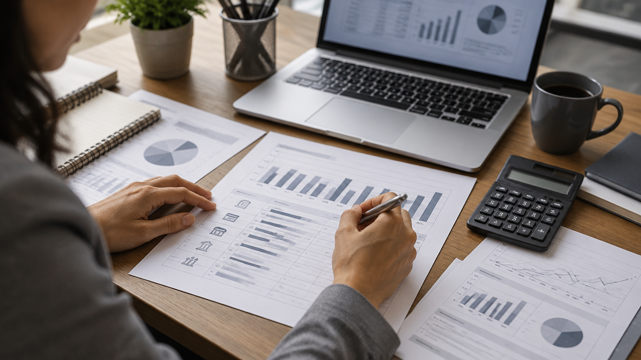 Empreendedor acompanha volumes financeiros mensais em uma planilha antes de revisar o escopo do serviço