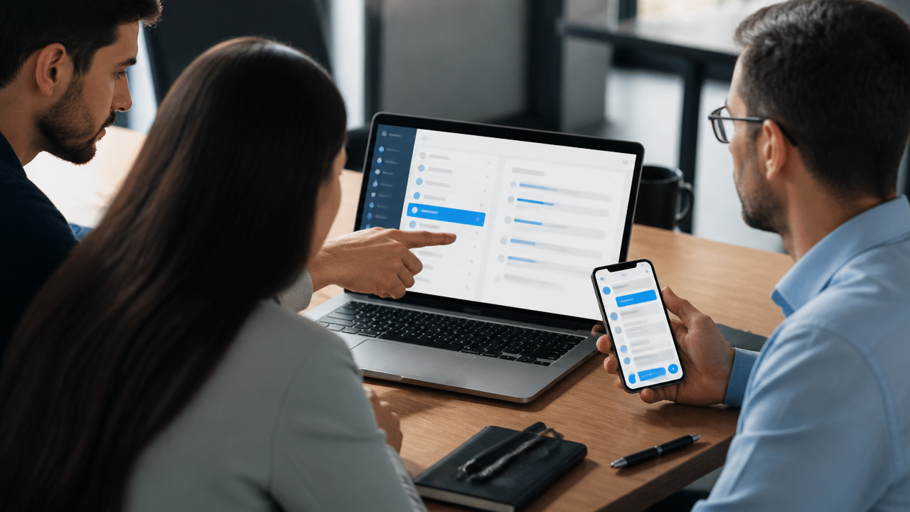 Equipe analisando respostas de formulário integradas ao atendimento por mensagens