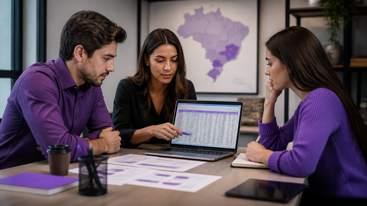 Equipe comercial analisando lista de empresas e critérios de prospecção B2B
