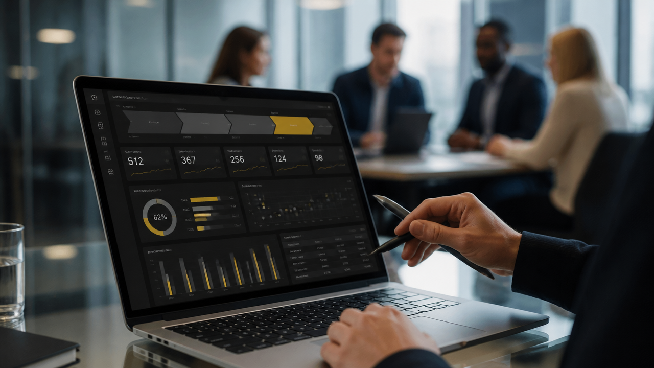 Equipe comercial analisando pipeline de vendas automatizado por inteligência artificial