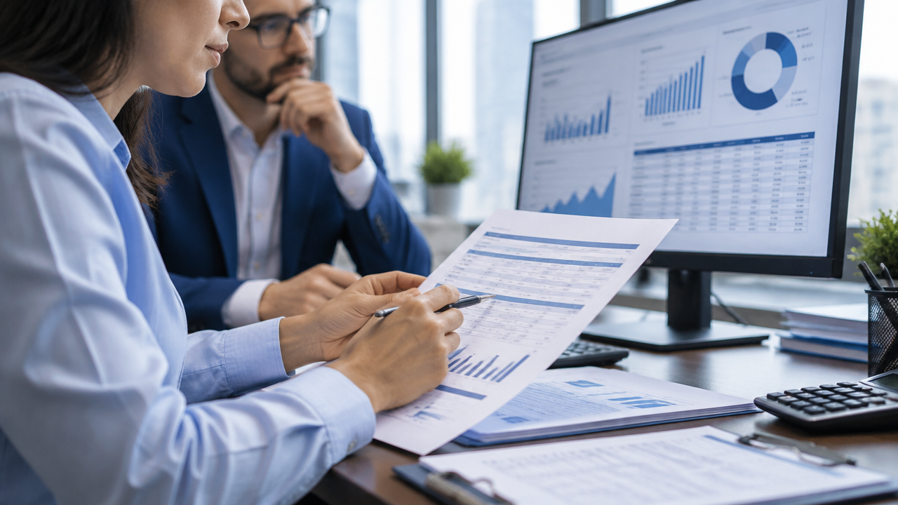 Equipe contábil confere informações fiscais antes de transmitir a declaração digital