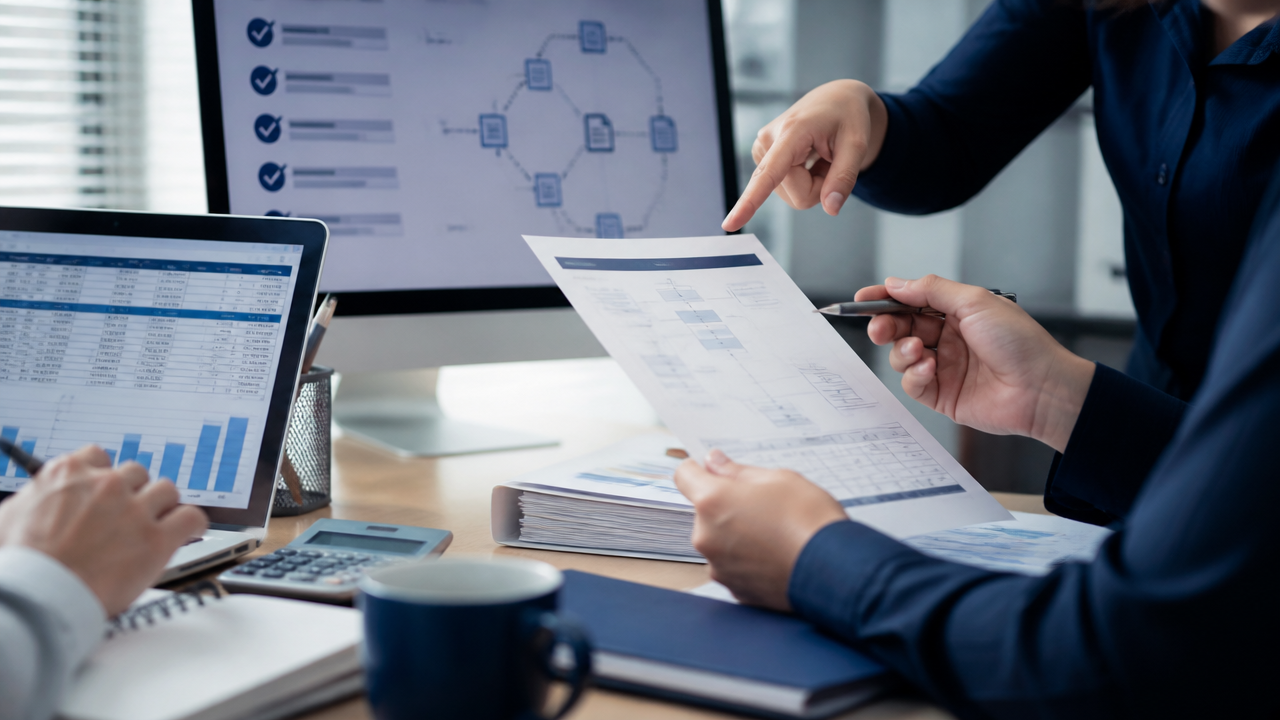 Equipe contábil revisando checklist e processos para adaptação à nova tributação