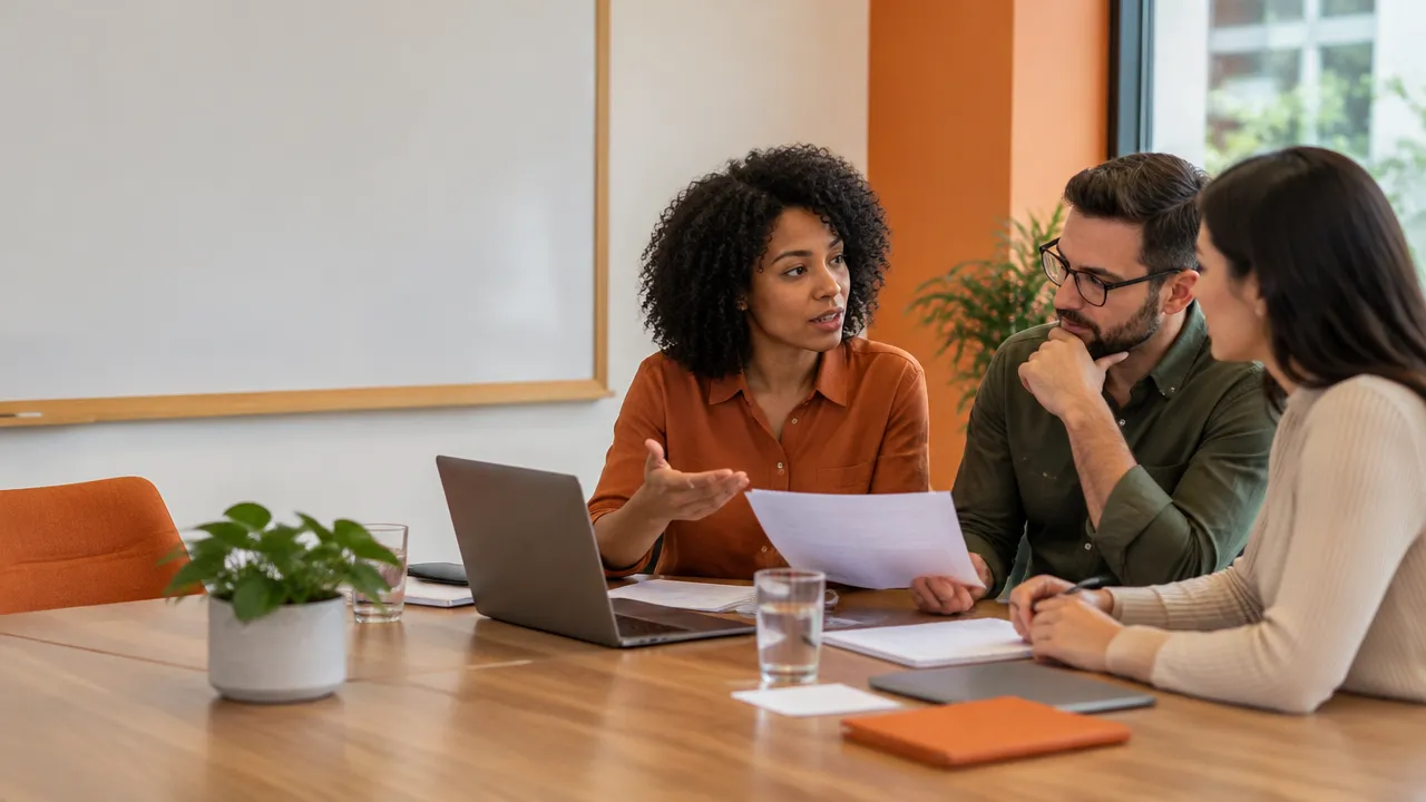 Equipe conversa sobre carga de trabalho e formas de melhorar o ambiente profissional