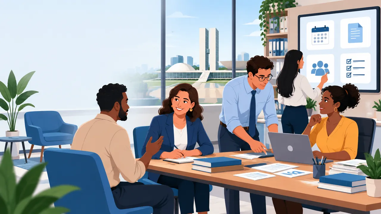 Gabinete de deputado: checklist de gestão para 2026 2 Equipe de gabinete parlamentar organizando atendimento ao cidadão, agenda e atividades legislativas