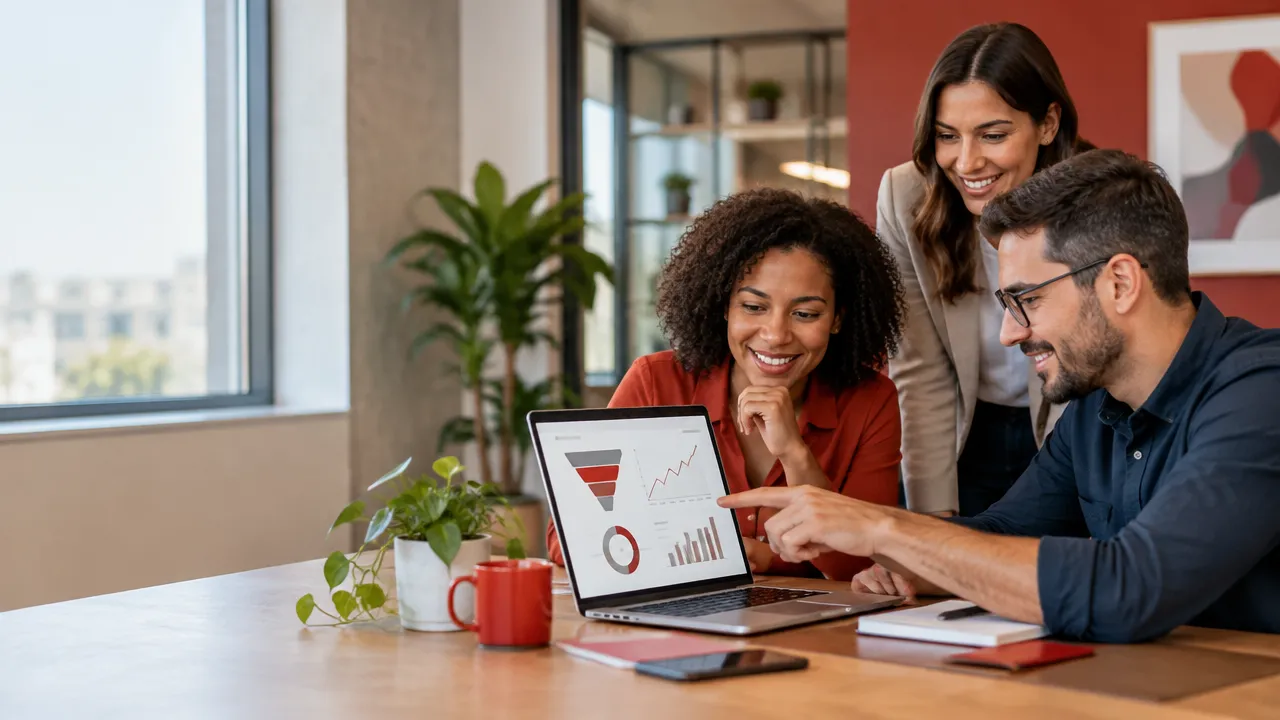 Equipa de marketing e vendas a analisar estratégias de crescimento para um software SaaS